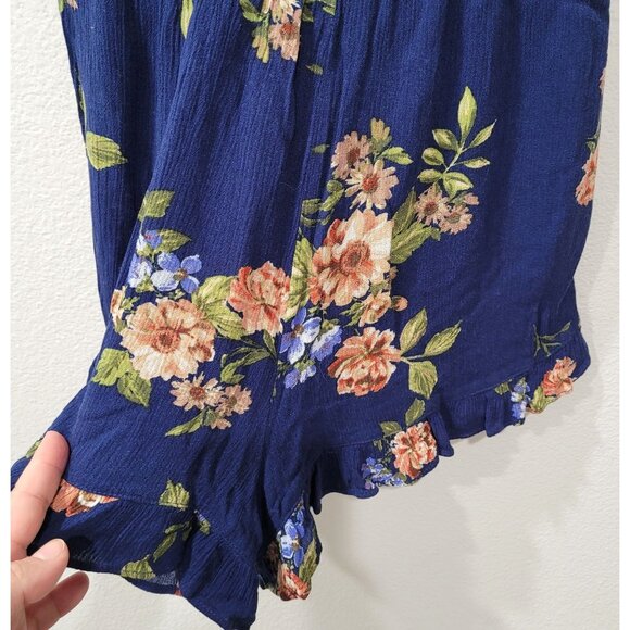 Women's Becool Strapless Blue Floral Romper with Pockets Size S - Picture 2 of 10